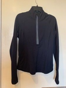Lululemon 1/2 Zip Ruffle Long Sleeve Size 8 Black Soft
